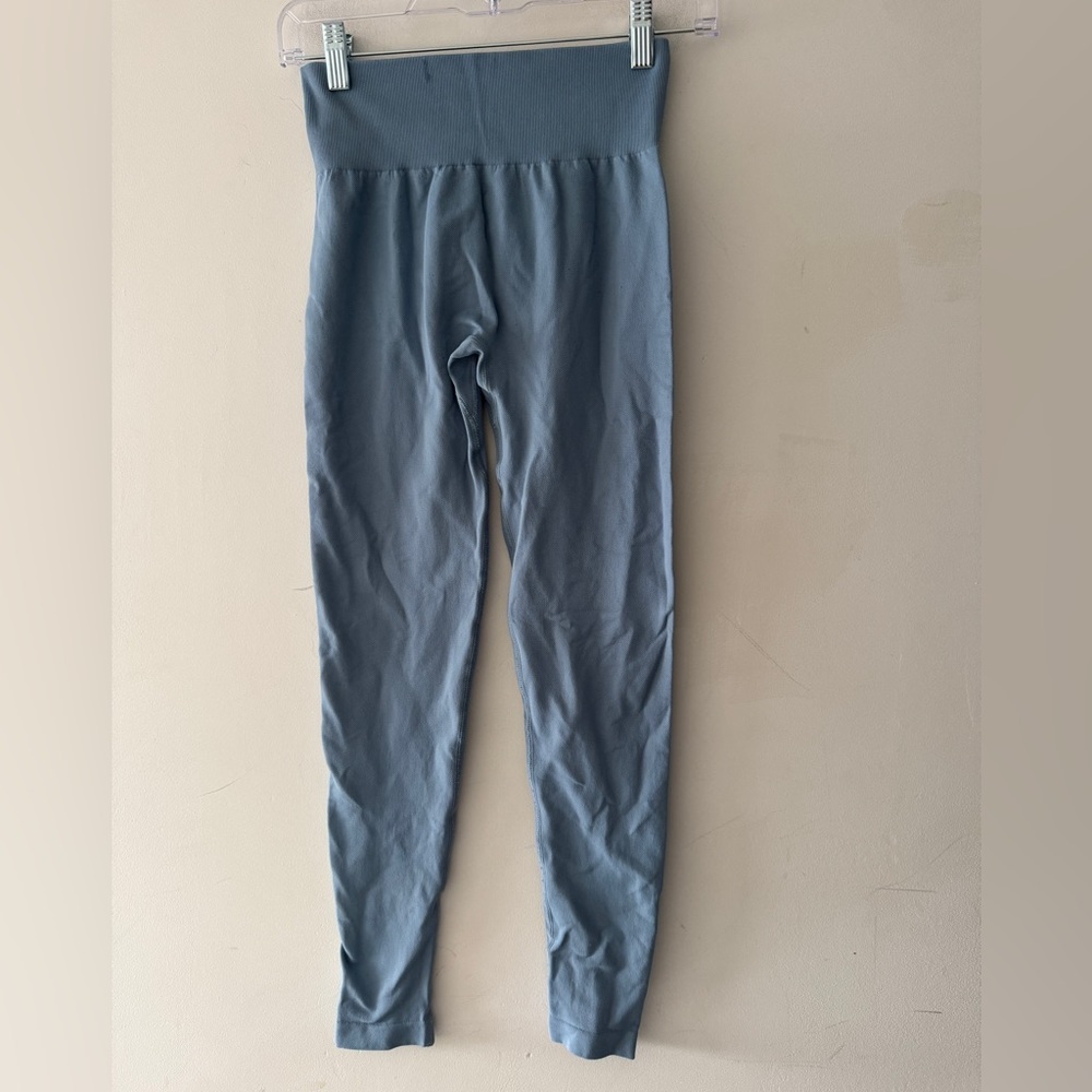 OQQ Light‎ Blue Seamless High Waist Butt Lifting Leggings